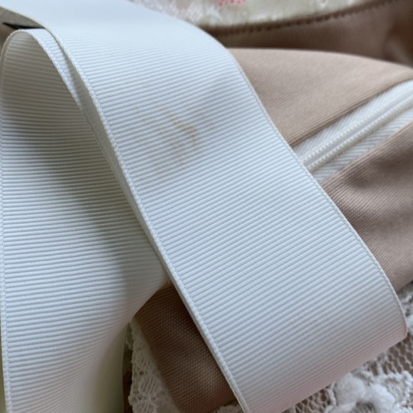 R&M Richards White w/ Tan Lining cocktail dress size Floral Lace Tie Belt Sz 12 - Picture 14 of 14